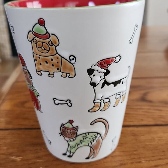 Spectrum designz whimsical Christmas cats and dogs holiday coffee mug - Picture 2 of 7